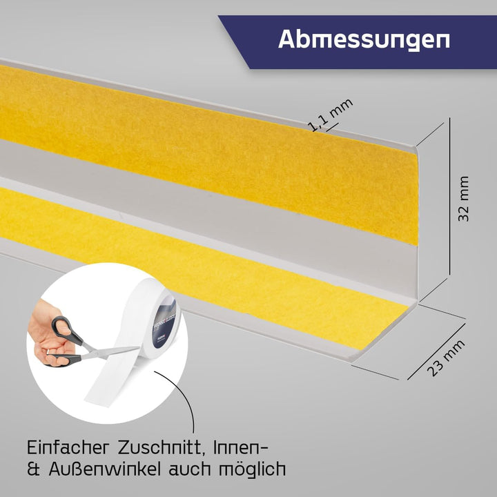 HOLZBRINK Weichsockelleiste selbstklebend PVC 32x23mm, 15 m | Küchenleiste Arbeitsplatte | Abschluss