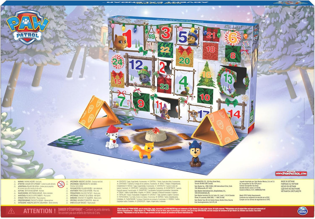 PAW Patrol Adventskalender - 24 Spielzeug-Überraschungen für eine fantasievolle Winterwelt, 7 Welpen