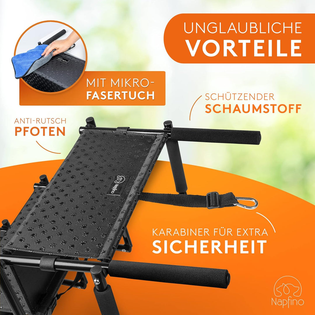 NAPFINO Hundetreppe Auto [bis 60kg] - Gelenkschonende Hunderampe Auto klappbar - Auto Rampe für klei