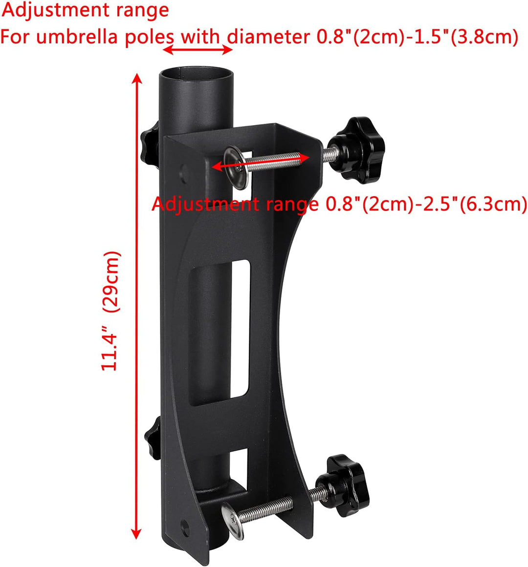 VANROUG Robuste Halterung für Balkonschirme (20 mm - 63 mm), Schirmdurchmesser (23 mm - 38 mm) 1, 1