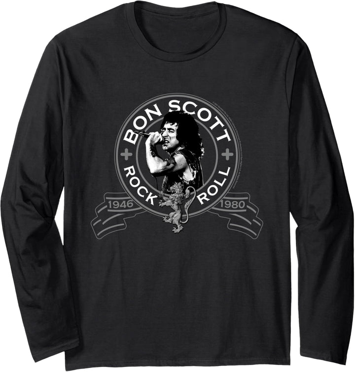 Bon Scott Rock n' Roll Lion Shield Langarmshirt