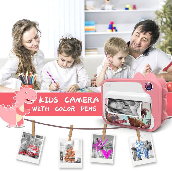 KinderKamera,DigitalKamera Print Sofortbildkamera 1080P 2.4 Zoll Bildschirm Videokamera Schwarzweiss