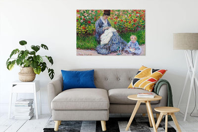 Claude Monet - Camille Monet und ein Kind im Garten des als Leinwandbild / Grösse: 100x70 cm / Wandb