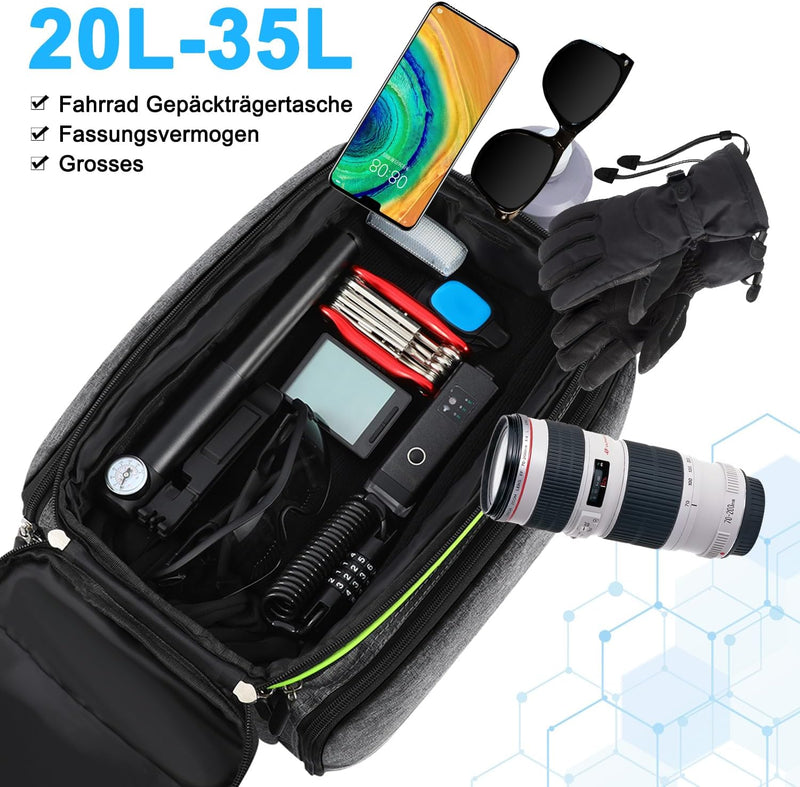 Lixada Fahrradtaschen für Gepäckträger, Fahrrad Gepäckträgertasche, Wasserdicht Fahrrad Sitz Tasche