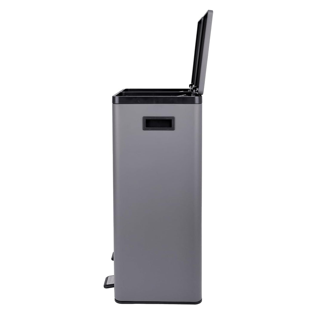 SVITA TMH2X30 Mülleimer 60L Mülltrennsystem 2 Fächer 2x30L Softclose-Deckel Pedal versteckbar Kunsts