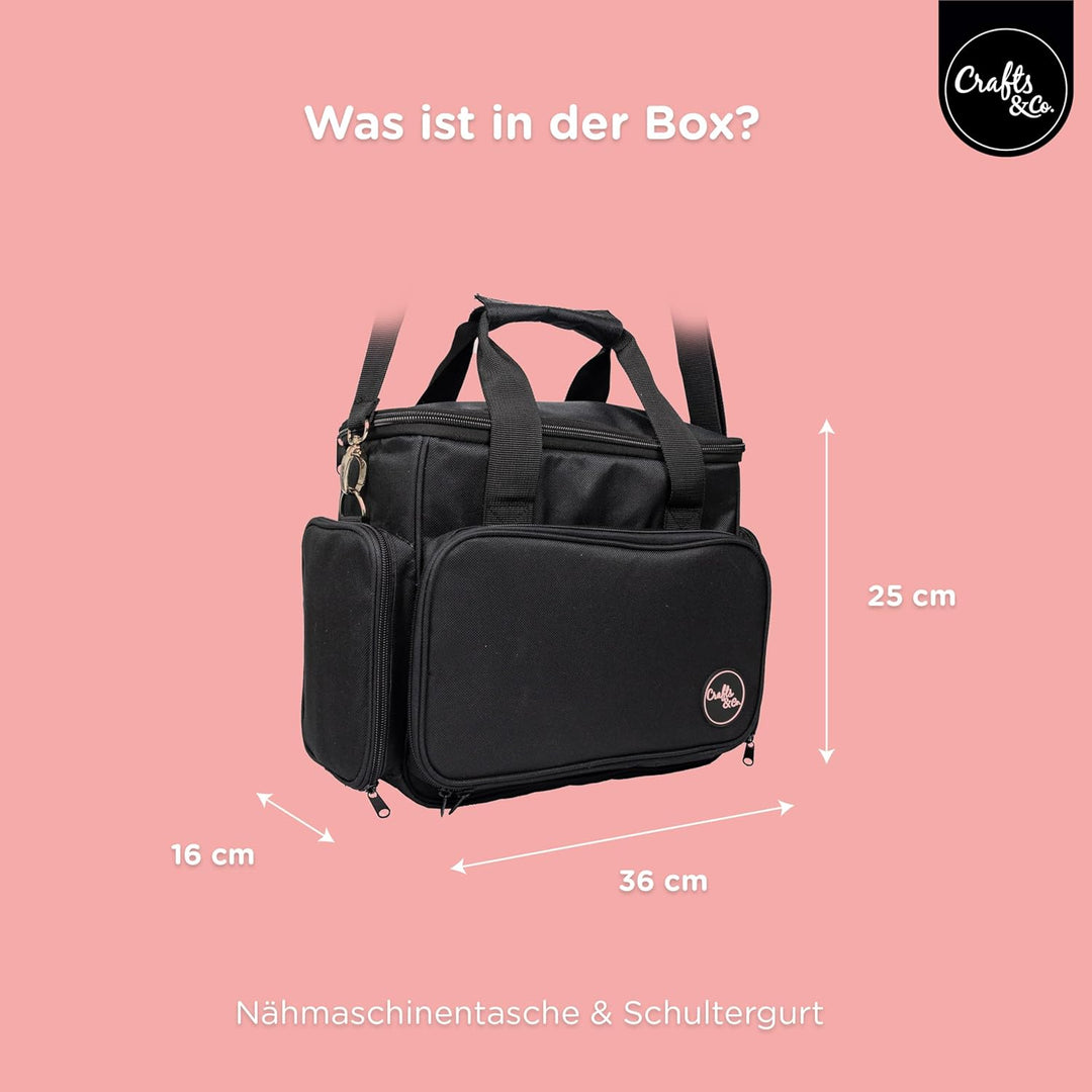 Crafts&Co® Nähmaschinentasche mit Stabilen Tragegriffen | Transporttasche für Nähmaschine mit Prakti