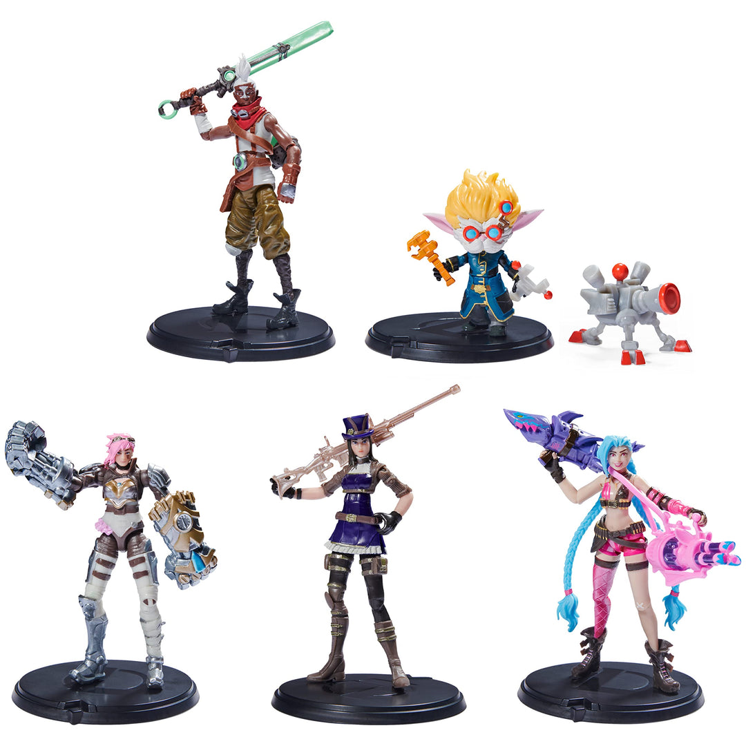 League of Legends - 10cm Actionfiguren 5er Pack (Vi, Caitlyn, Ekko, Heimerdinger und exklusiver Jinx