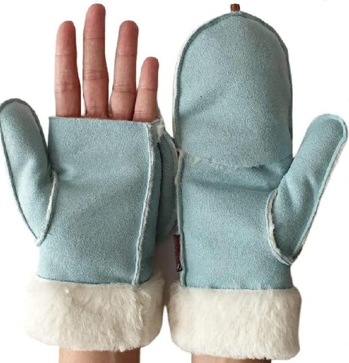 AXELENS FÄUSTLINGE ZU ÖFFNEN WINTERHANDSCHUHE FÜR DAMEN Hellblau, Hellblau