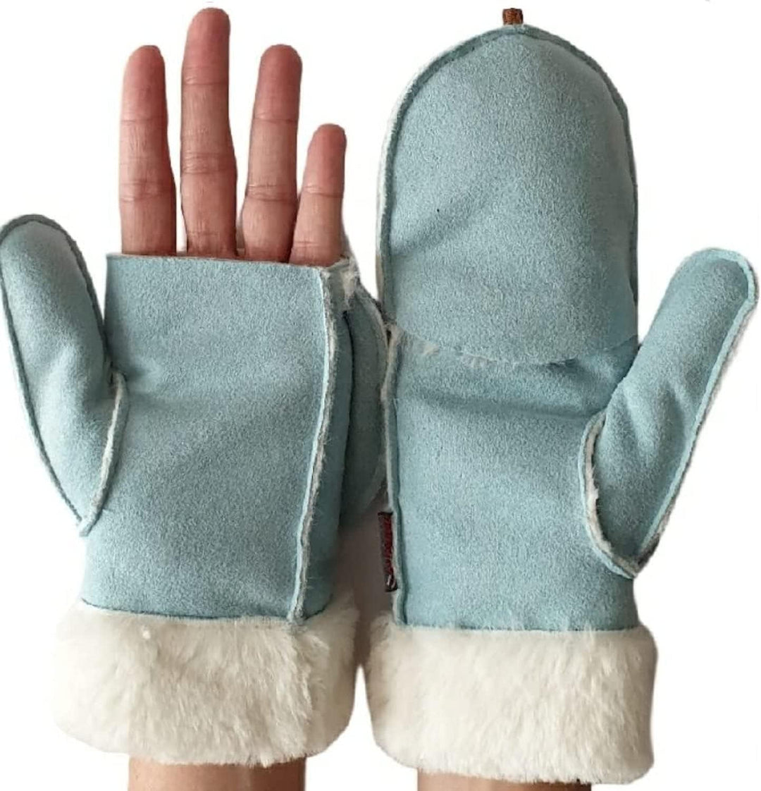 AXELENS FÄUSTLINGE ZU ÖFFNEN WINTERHANDSCHUHE FÜR DAMEN Hellblau, Hellblau