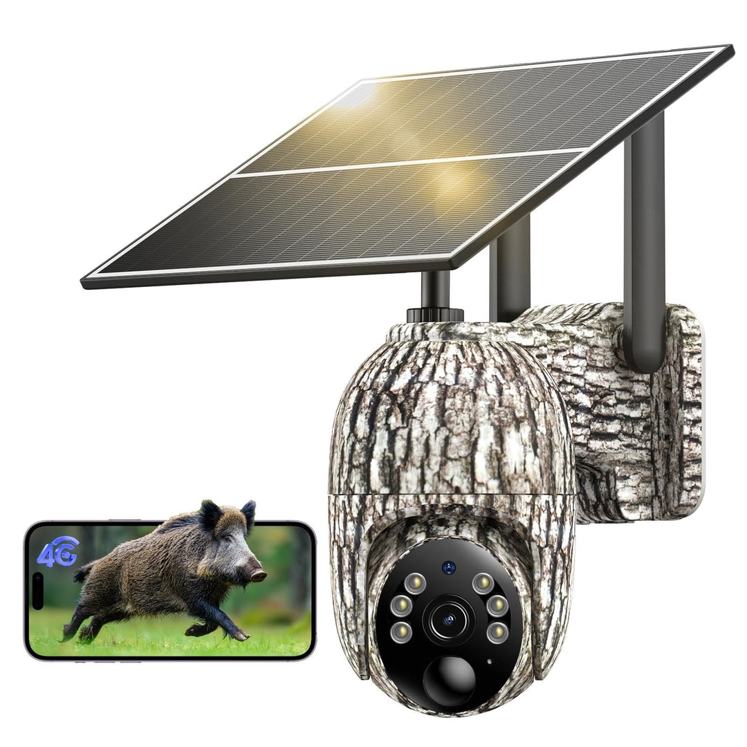 4G Wildkamera mit SIM Karte, 2K Solar Wildkamera mit Handyübertragung APP, Überwachungskamera mit Be