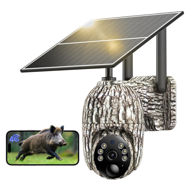 4G Wildkamera mit SIM Karte, 2K Solar Wildkamera mit Handyübertragung APP, Überwachungskamera mit Be