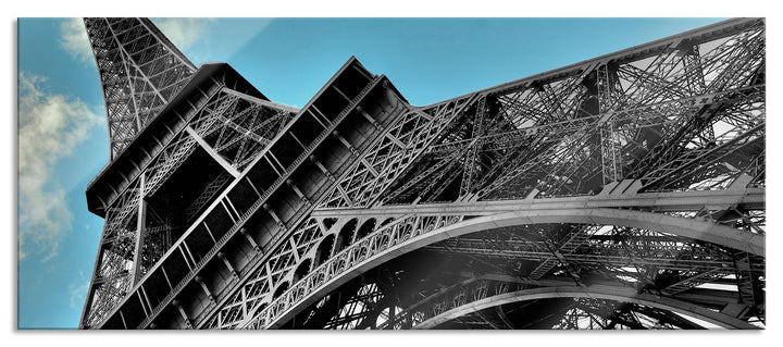 Glasbild Panorama | Wandbild aus Echtglas | schöner Eifelturm in Paris | 100x40 cm | inkl. Aufhängun