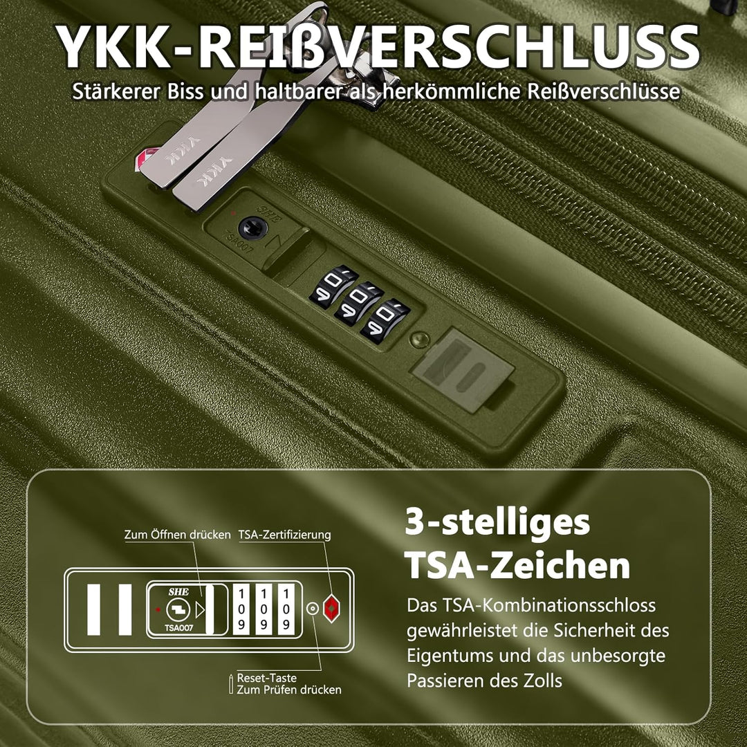 Joyway Koffer Trolley Reisekoffer von ABS Hartschalen Trolley mit Getränkehalter und 4 Rollen TSA Sc