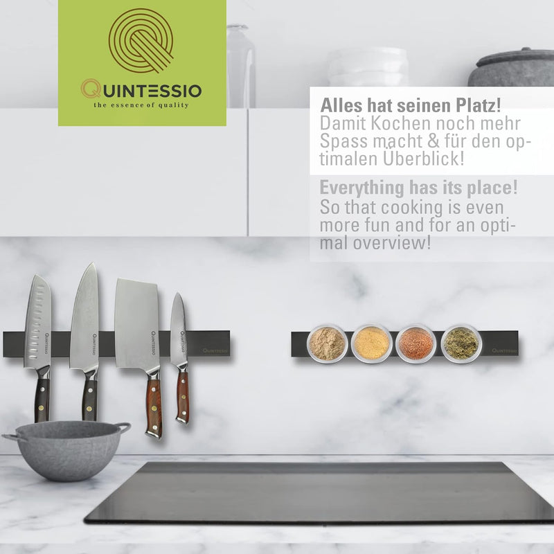 QUINTESSIO - Magnetleiste Messer selbstklebend Edelstahl - Messer Magnetleiste zum Kleben oder Bohre
