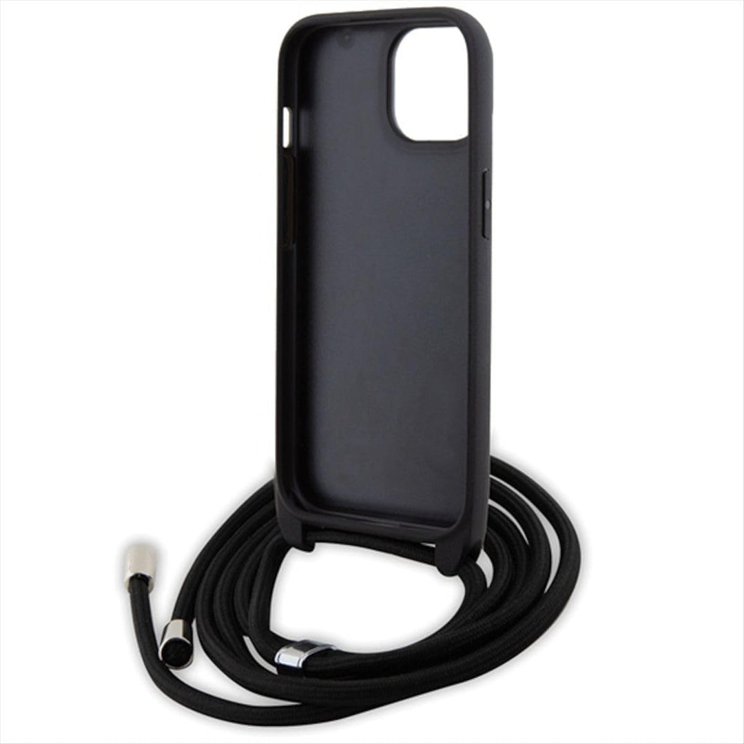 KARL LAGERFELD KLHCP15SSAKCPSK Hülle für iPhone 15 6.1" hardcase Schwarz Crossbody Saffiano Metal Pi