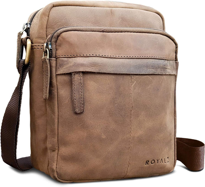 ROYALZ Echtleder Umhängetasche Herren Leder klein 'Phoenix' Moderne Vintage Schultertasche für Männe