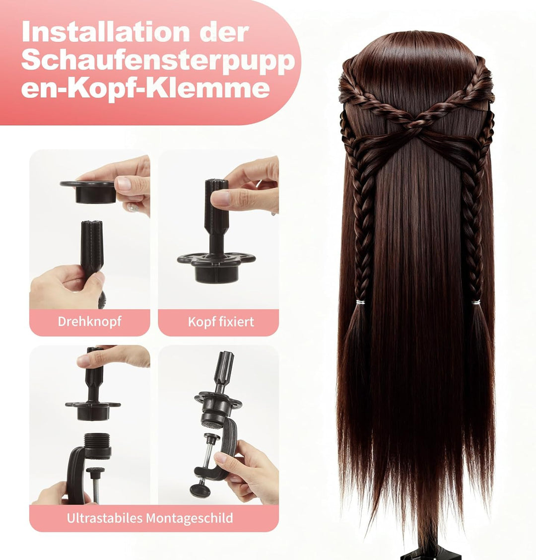 Frisierkopf Trainingsköpfe Übungskopf Friseur 28" Synthetik Haar Trainingskopf Frisurenkopf Puppenko