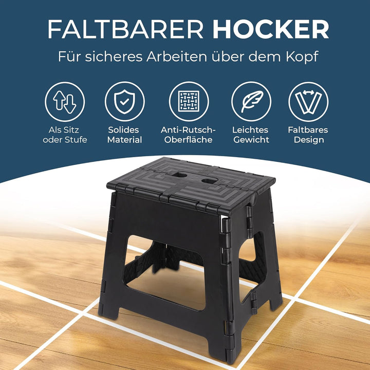 BUDDLEY Tritthocker klappbar – 32 cm hoher Tritt mit Anti-Rutsch-Design - Tragfähigkeit bis 99 kg -