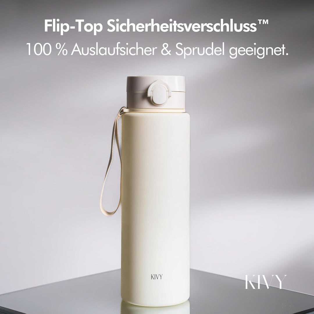 KIVY Tritan-Wasserflasche 1,5 Liter - Kohlensäure geeignet & Auslaufsicher - Für Sport, Schule & Bür