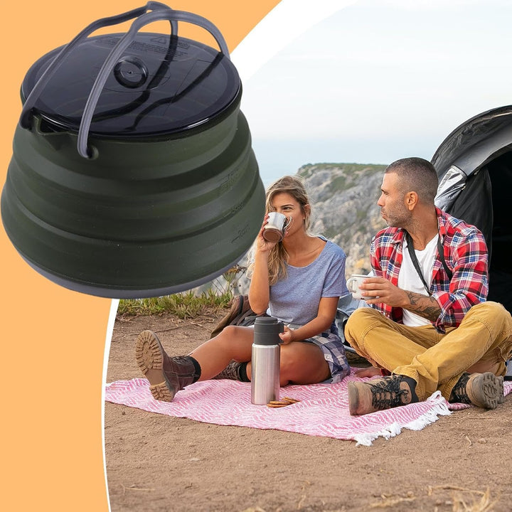 Silikon-Camping-Kochtopf, faltbarer Kaffeekessel, 1,5 l Wasserbehälter mit grossem Fassungsvermögen,