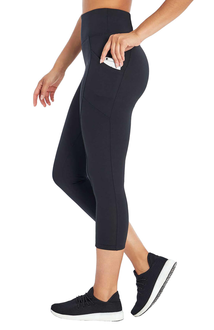 Marika Damen Knöchel-Leggings Drew High Waist Tummy Control Mid-Calf Legging L Schwarz, L Schwarz