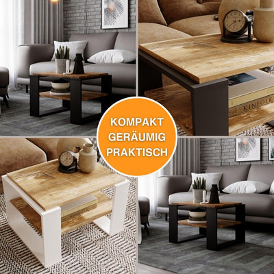 CraftPAK Wohnzimmer Tisch für Couch aus hochwertigem Holzwerkstoff, Stabiler & moderner Couchtisch m