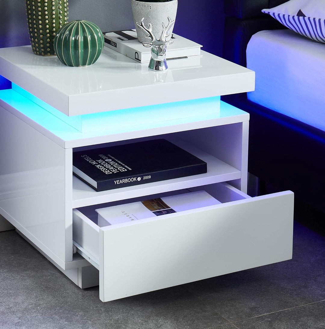 BAÏTA Cosmos LED Nachttisch, lackiert, weiss, 40 cm