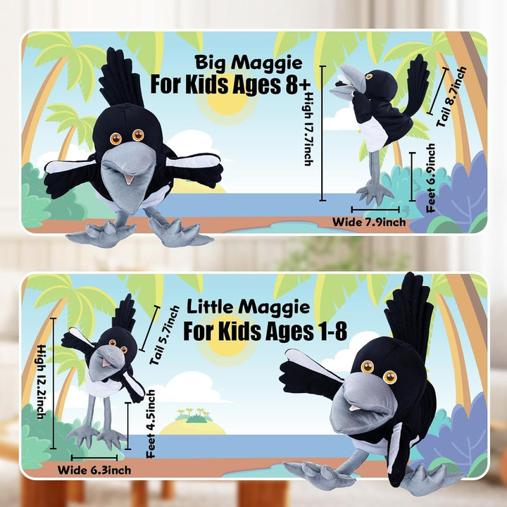 Steve und Maggie handpuppe – Maggie Magpie Hand Puppet for Kids 1+, Soft Bird Puppet for Pretend Pla