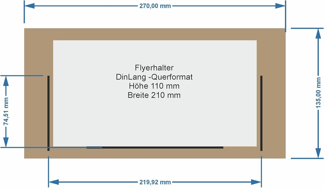 LINLAY Intarsien & Gravuren DinLang Flyerhalter QUER Holz Prospektständer Flyerständer Tischmodell,