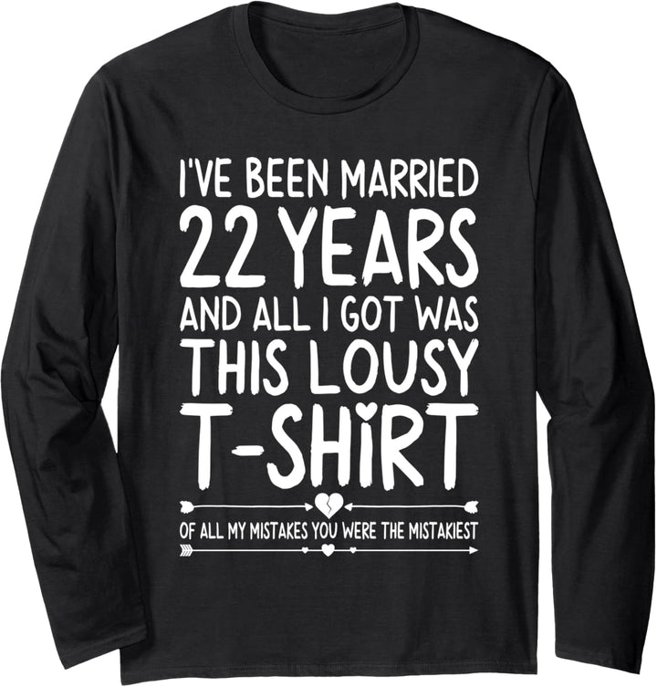 22nd Wedding Anniversary Shirt for Her and Him Couples Funny Langarmshirt