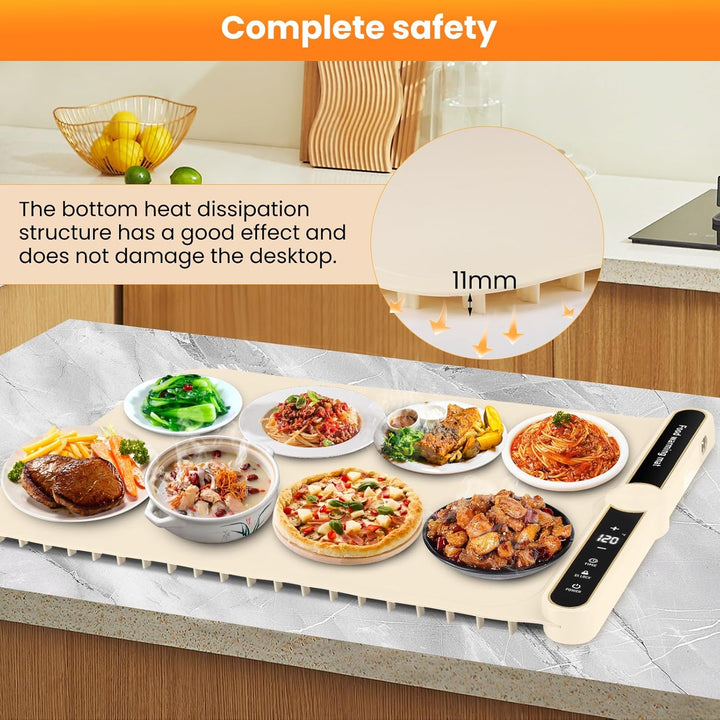 Warmhalteplatte Elektrisch,Speisenwärmer Ganzflächige Erwärmung,8s Schnellheizung, 9-stufig einstell