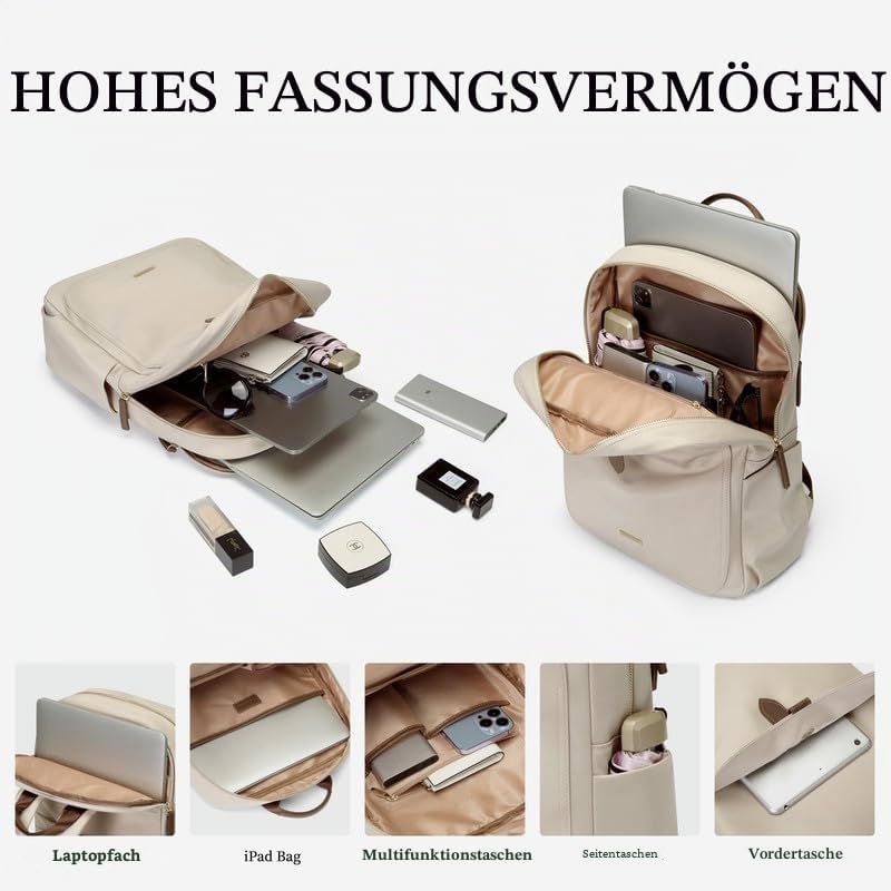 GOLF SUPAGS Rucksack Damen, 14 Zoll Laptop Schulrucksack Herren Gross mit Arbeitstasche Reiserucksac