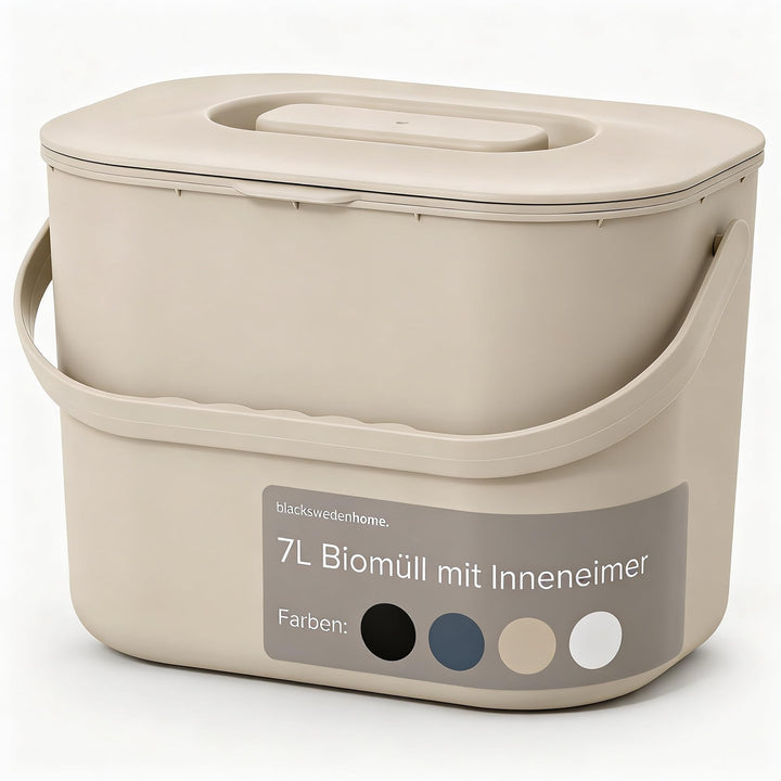 blackswedenhome. Biomülleimer Küche - 7L - Design Komposteimer mit Sieb - Bio-Mülleimer Geruchsdicht