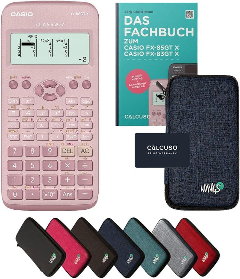 CALCUSO Standardpaket: Casio FX-83GT X technisch-wissenschaftlicher Taschenrechner + WYNGS Schutztas