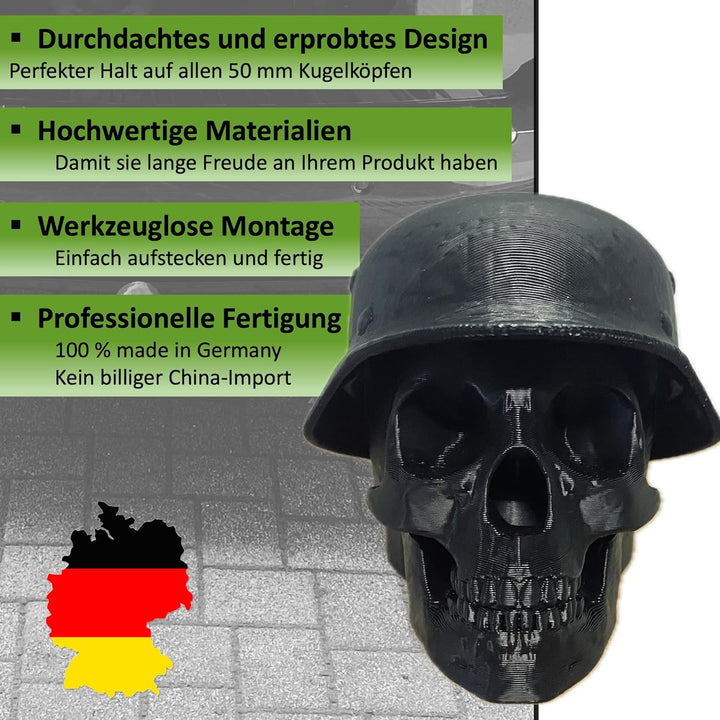 Generisch Anhängerkupplung Abdeckung Totenkopf - Kappe Schutzkappe für 50mm Kugelkopf Motiv: Skull H