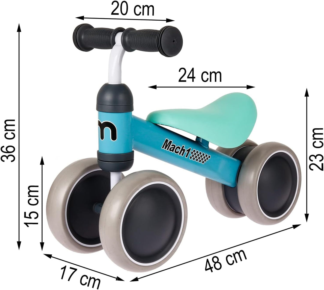 Mach1 Mini Kinder Kleinkinder Laufrad | von 1-3 Jahre | 4 weiche leise Räder | Lauflernrad Kinderlau