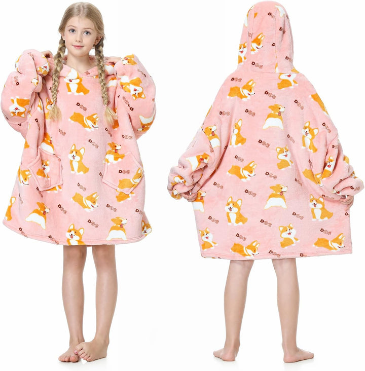 Mokani ÜBergrossE Hoodie Decke Kinder mit äRmel Tragbare Kapuzenpullover, Super Weich Warmes Bequeme