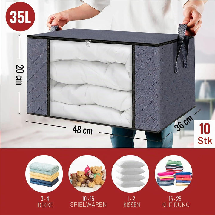 edihome, Aufbewahrungstasche, (10 Stück), Kleideraufbewahrung, Kleiderschrank organizar, Unterbett A
