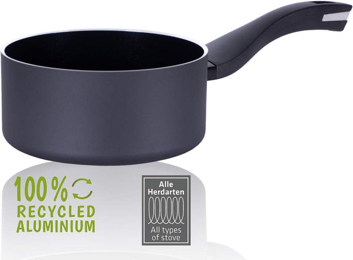 Berndes Topf 16 cm, b.green Alu Recycled Induction, Stieltopf hergestellt zu 100% aus recycelten Get