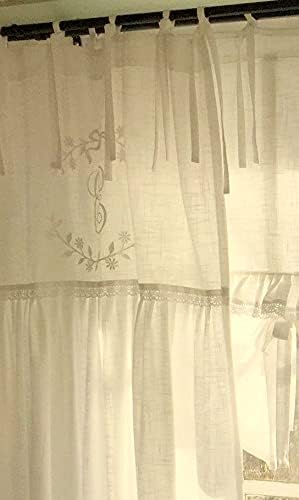 Offwhite Vorhang Crystal NY Gardinen Schals 70x250 cm 2 Stück Bandaufhängung Vorhangset Shabby Vinta