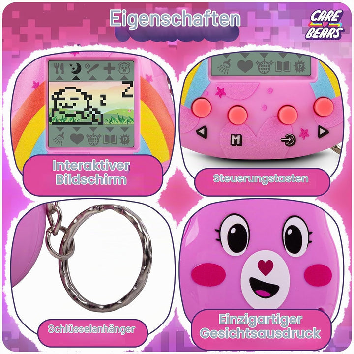 Care Bears Digital Pet - Cheer Bear Cyber Pet with Care Features, 1.4” Inch Screen, Handheld Interac