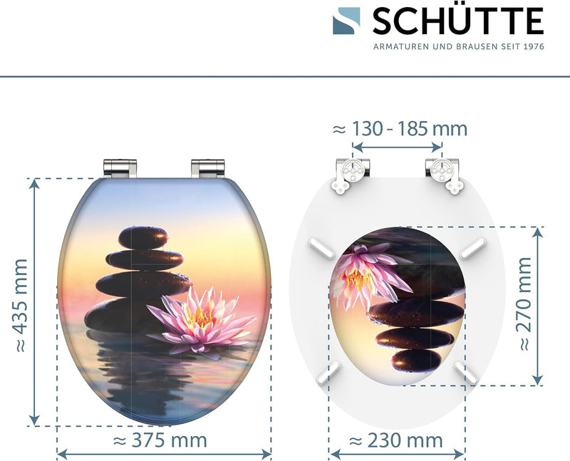 SCHÜTTE WC-Sitz SUNSET mit Absenkautomatik aus Holz | Toilettensitz mit Klodeckel | Holzkern Toilett