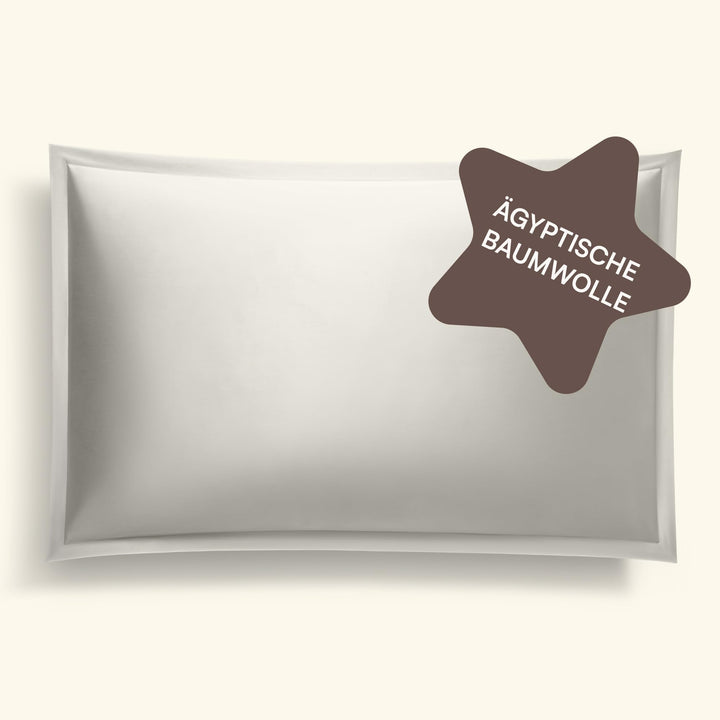 Amqua Mako Satin Kissenbezug (1x) aus ägyptischer Baumwolle 50x70 cm, Sand/beige (1x) 50x70cm Beige,