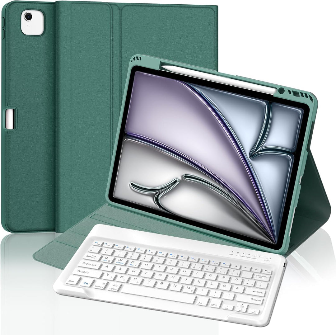 Tastatur Hülle für iPad Air 13 Zoll (M4/M3/M2) 2026/2025/2024, Abnehmbarer Kabelloser Bluetooth Deut