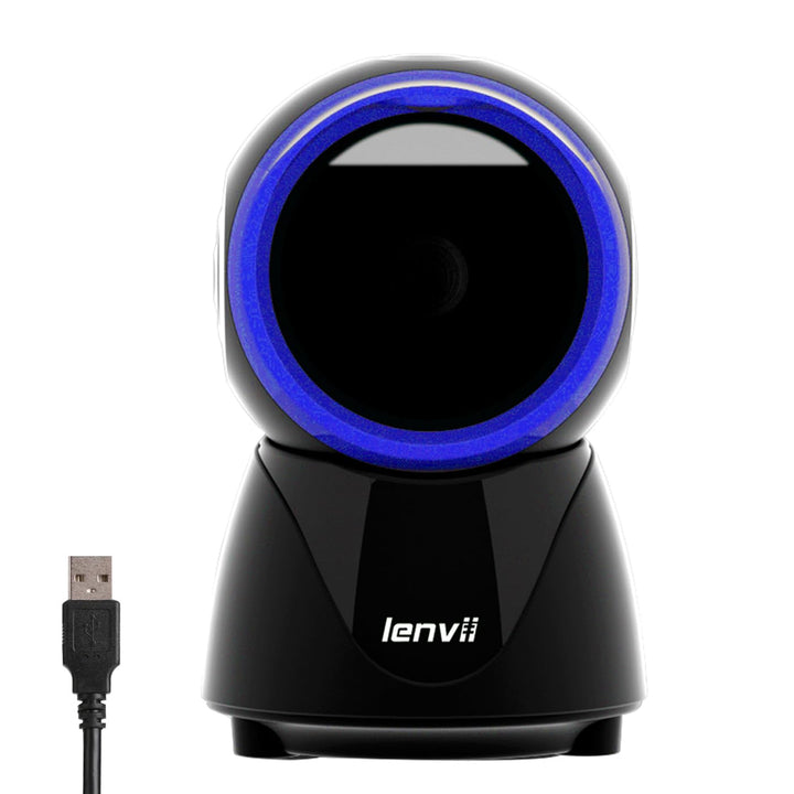 LENVII Desktop Freespeech Barcode Scanner, Omnidirectionele QR Code lezer 1D/2D/QR Code Scanner Kabe