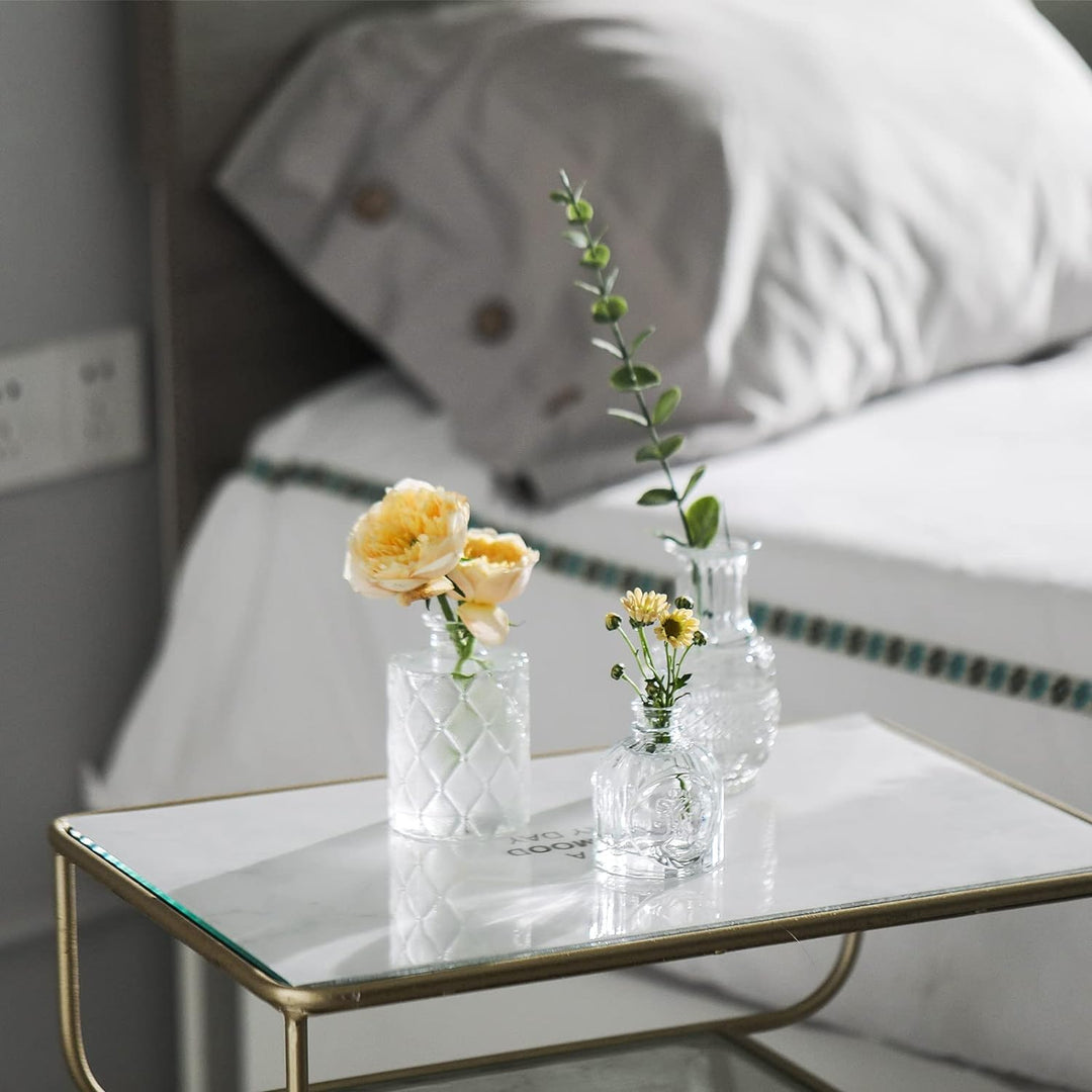 CUCUMI Glasvasen, Set mit 12 Stück, kleine Vasen für Tafelaufsätze, Vase für Blumen in Grosspackung