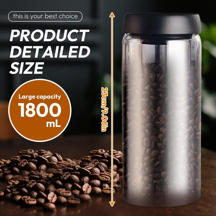 VOHESEA Kaffeedose mit Vakuumdeckel, 1800ml Kaffeedose Luftdicht, Kaffeebohnen Aufbewahrung, Vakuum