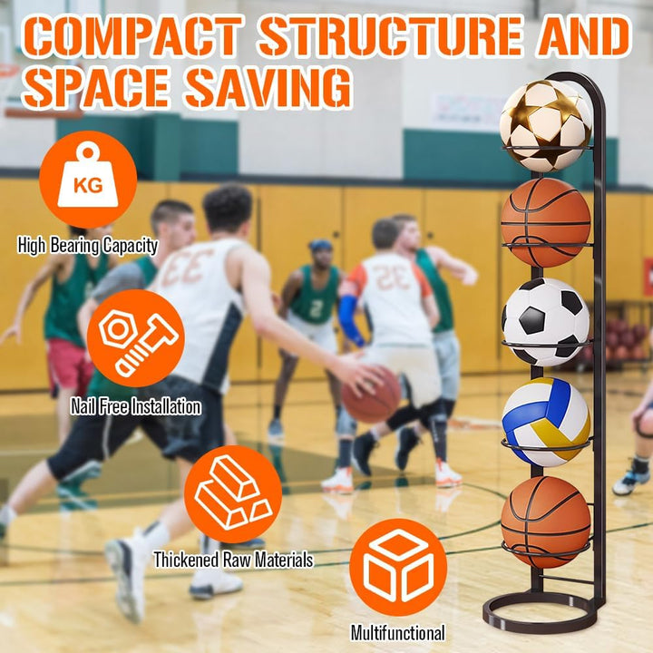 Stufiger Ballständer, Vertical Ballregal Fussball Ständer, Abnehmbares Standing Rack Halter, Ball Au