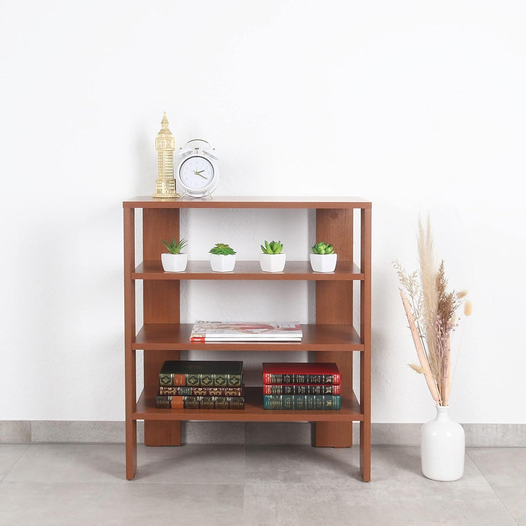 RICOO Schuhregal schmal und hoch 70x55x32cm Standregal Pressholz Eiche Dunkelbraun Rustikal WM039-ER