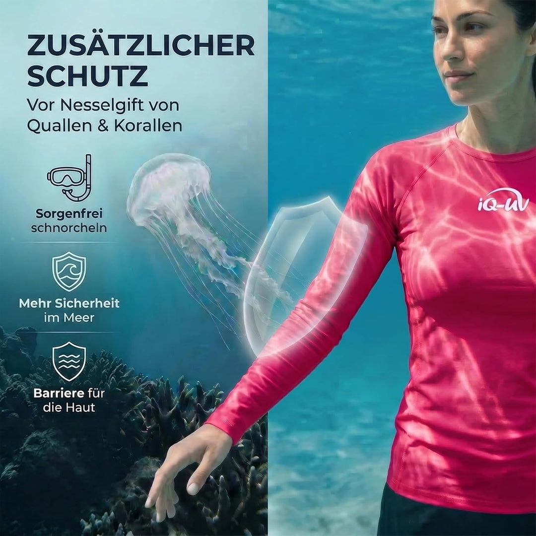 iQ-UV Sportshirt Damen Langarm – Elastisches UV Shirt für Damen für Wasser & Sport – Rash Guard mit